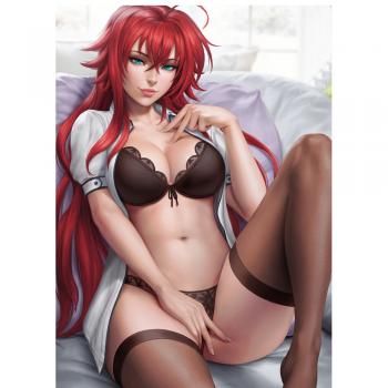 Anime poster - red-haired beauty in lingerie