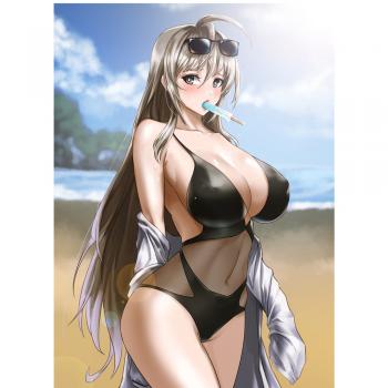 Anime Poster - Strandmädchen mit Eis im Mund A4001_08
